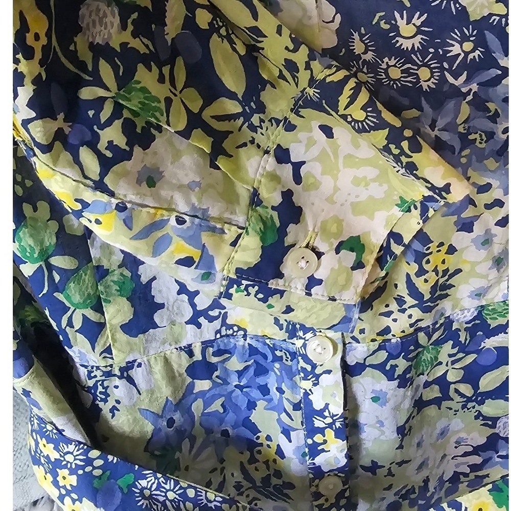 Talbots Floral Print Cotton Blend Button Front Dress -Butterfly Garden Size 2 - Picture 5 of 8
